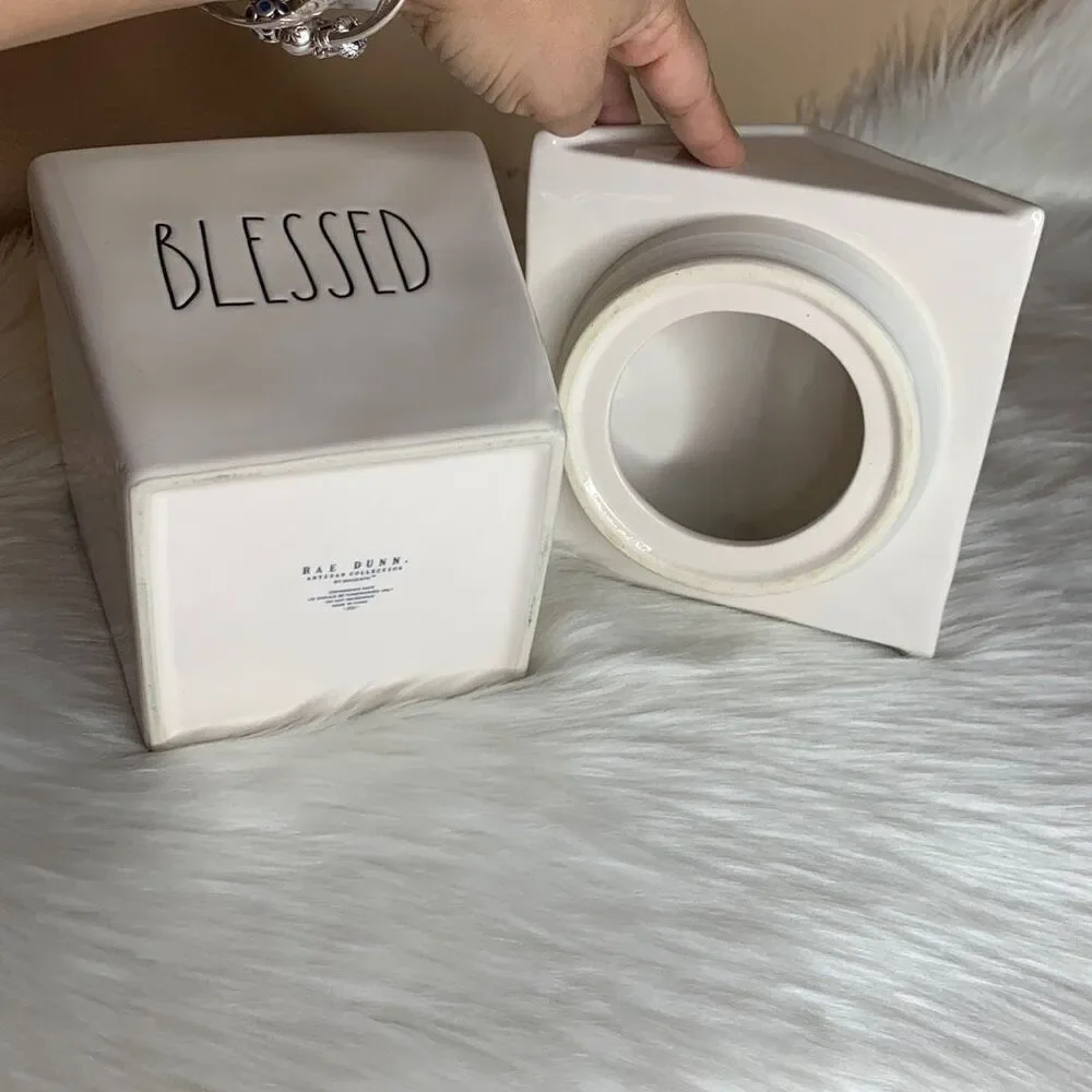 Rae Dunn BLESSED House Cookie Jar Canister